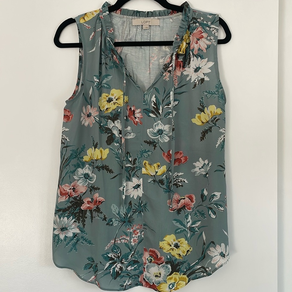 LOFT mixed media floral top